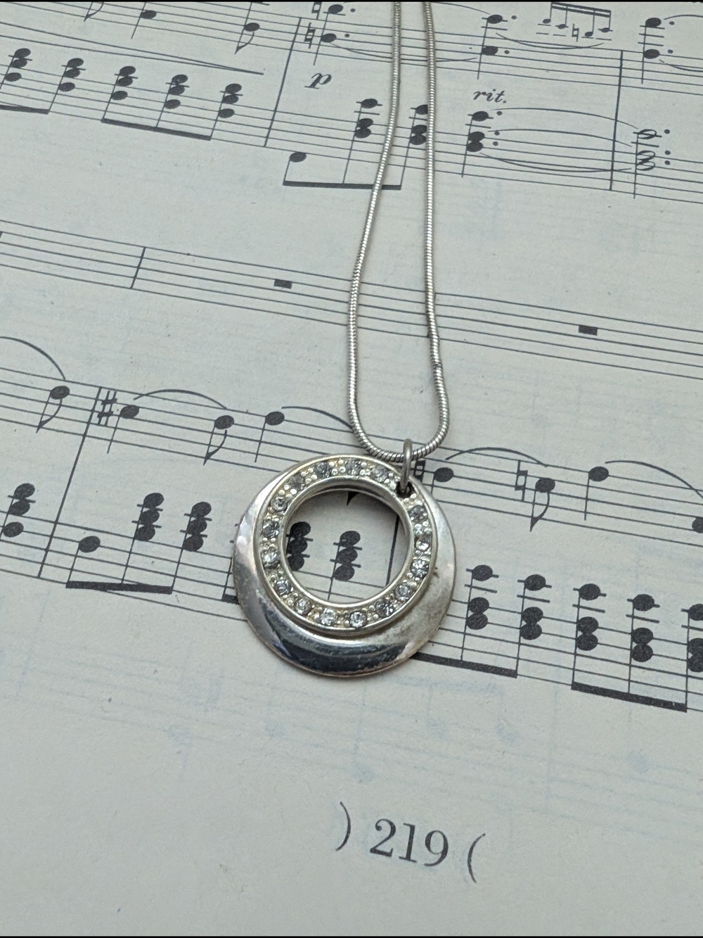 Silver Crystal Circle Pendant Necklace - Women Jewelry